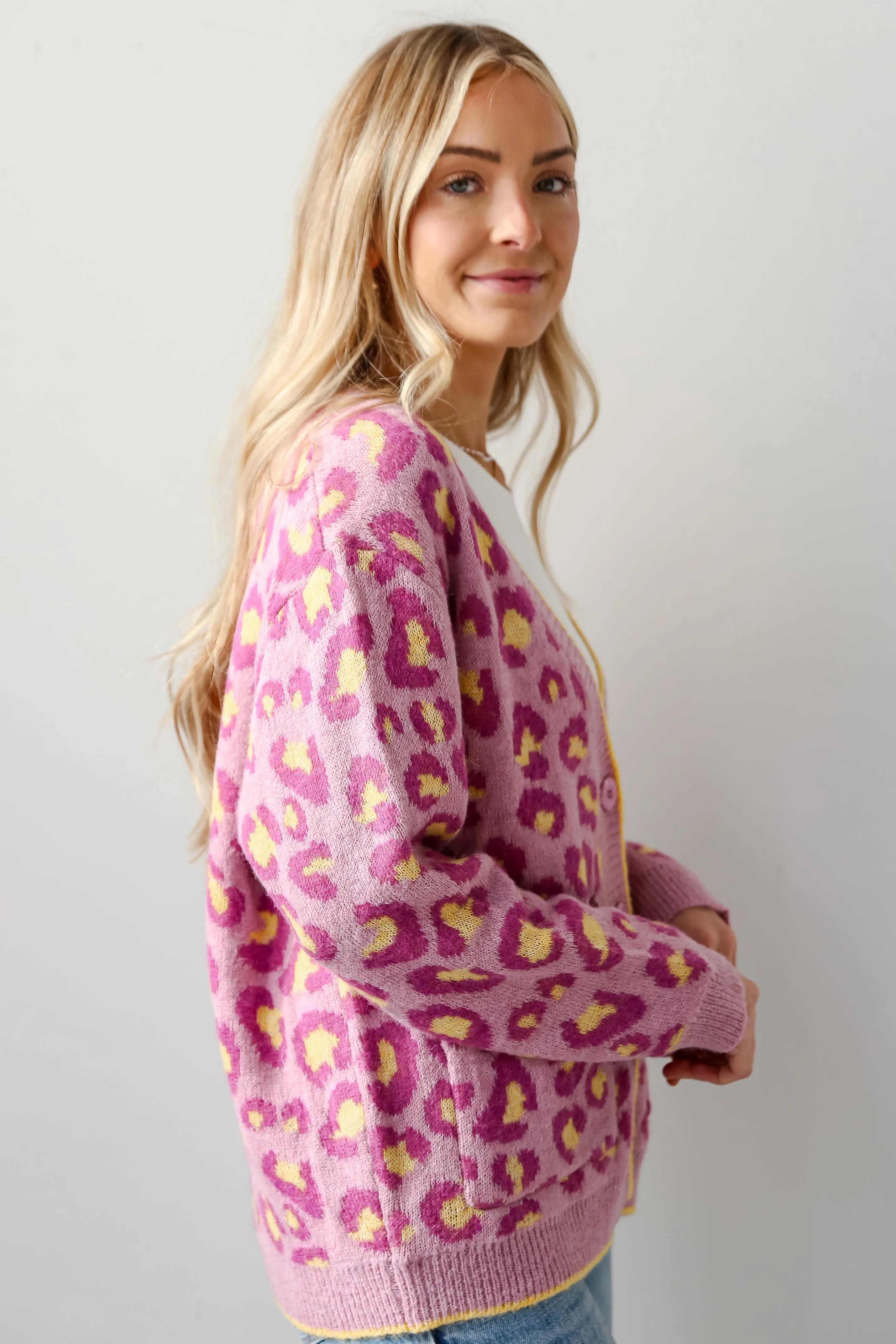 FINAL SALE - Going My Own Way Lavender Leopard Sweater Cardigan