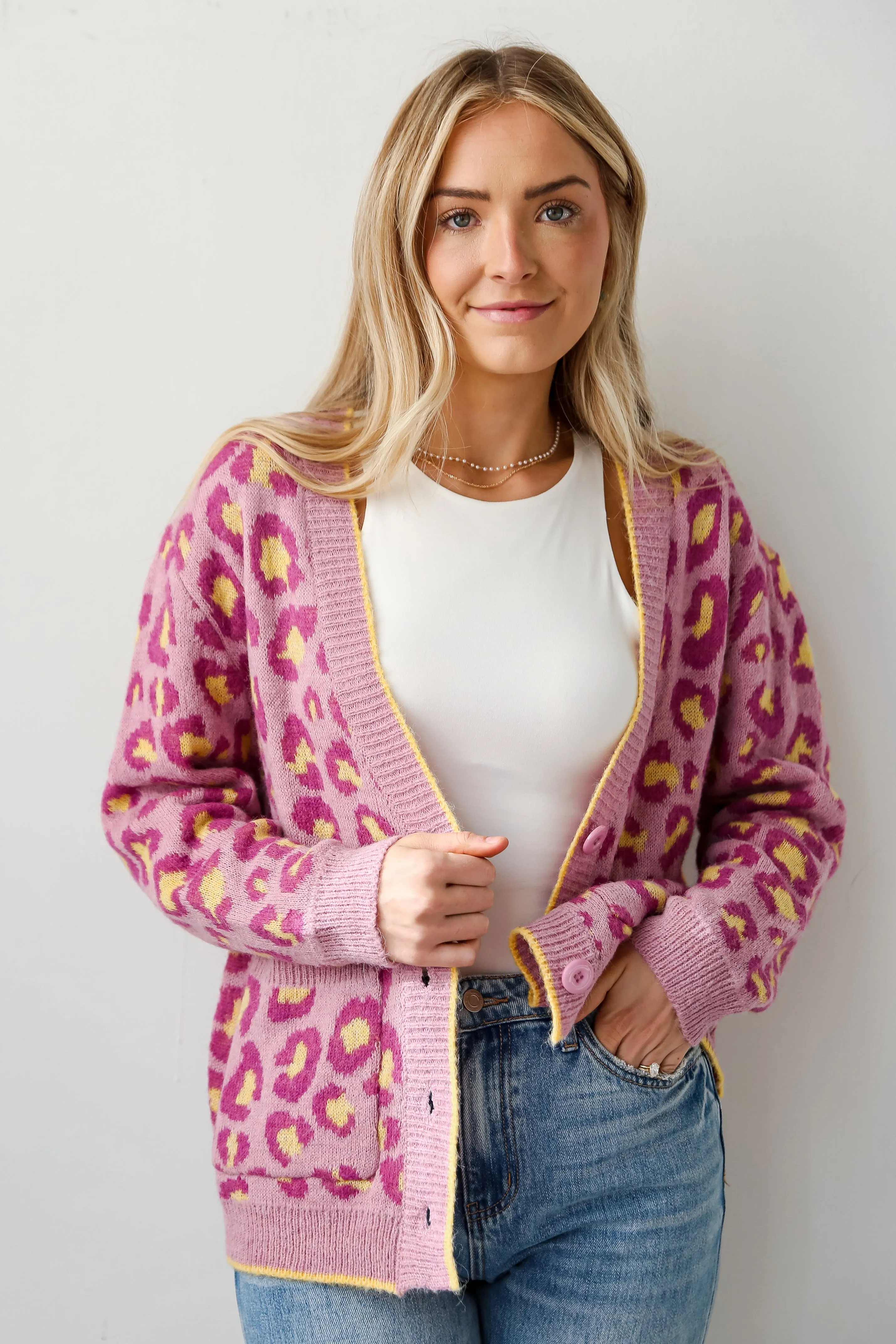 FINAL SALE - Going My Own Way Lavender Leopard Sweater Cardigan