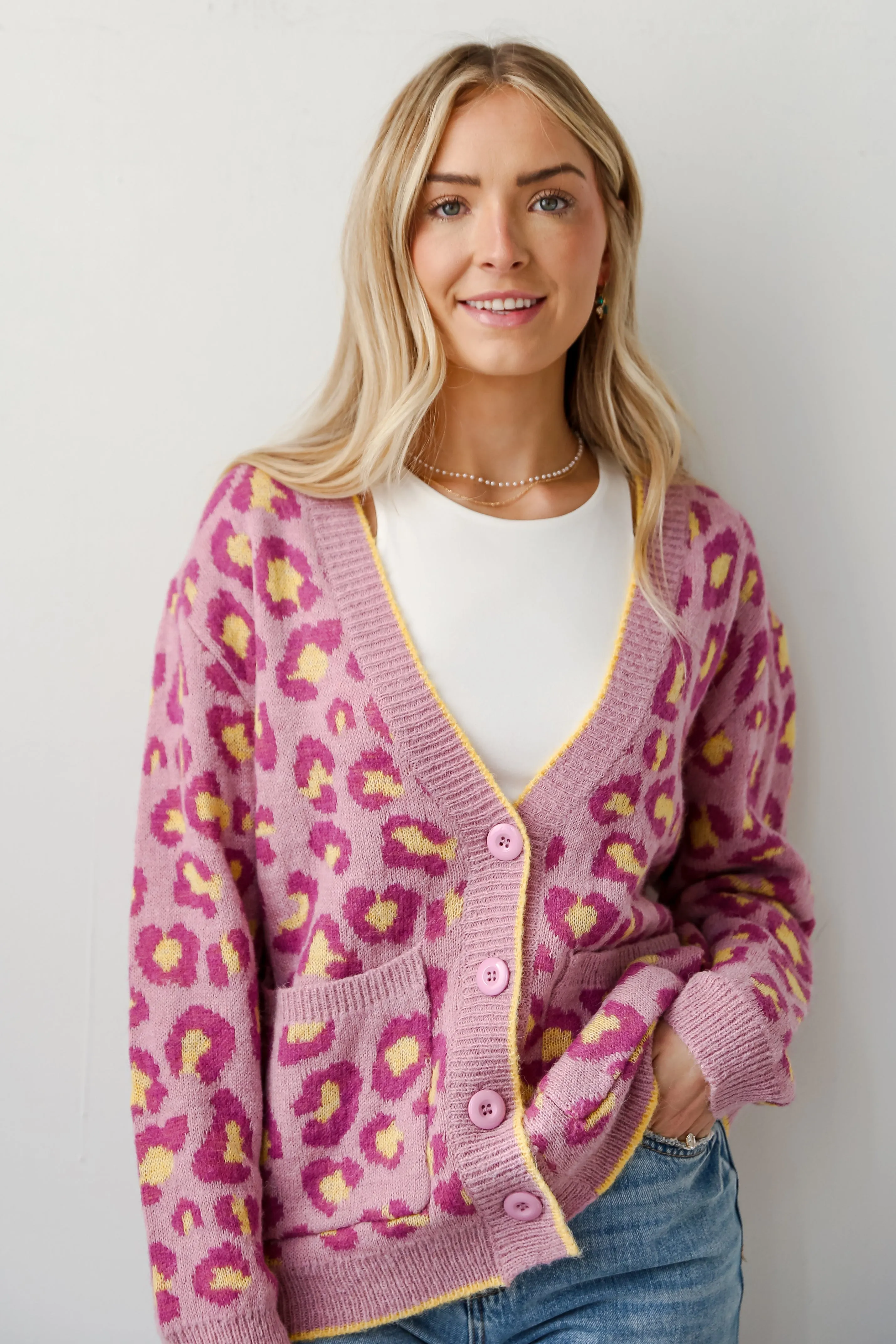 FINAL SALE - Going My Own Way Lavender Leopard Sweater Cardigan