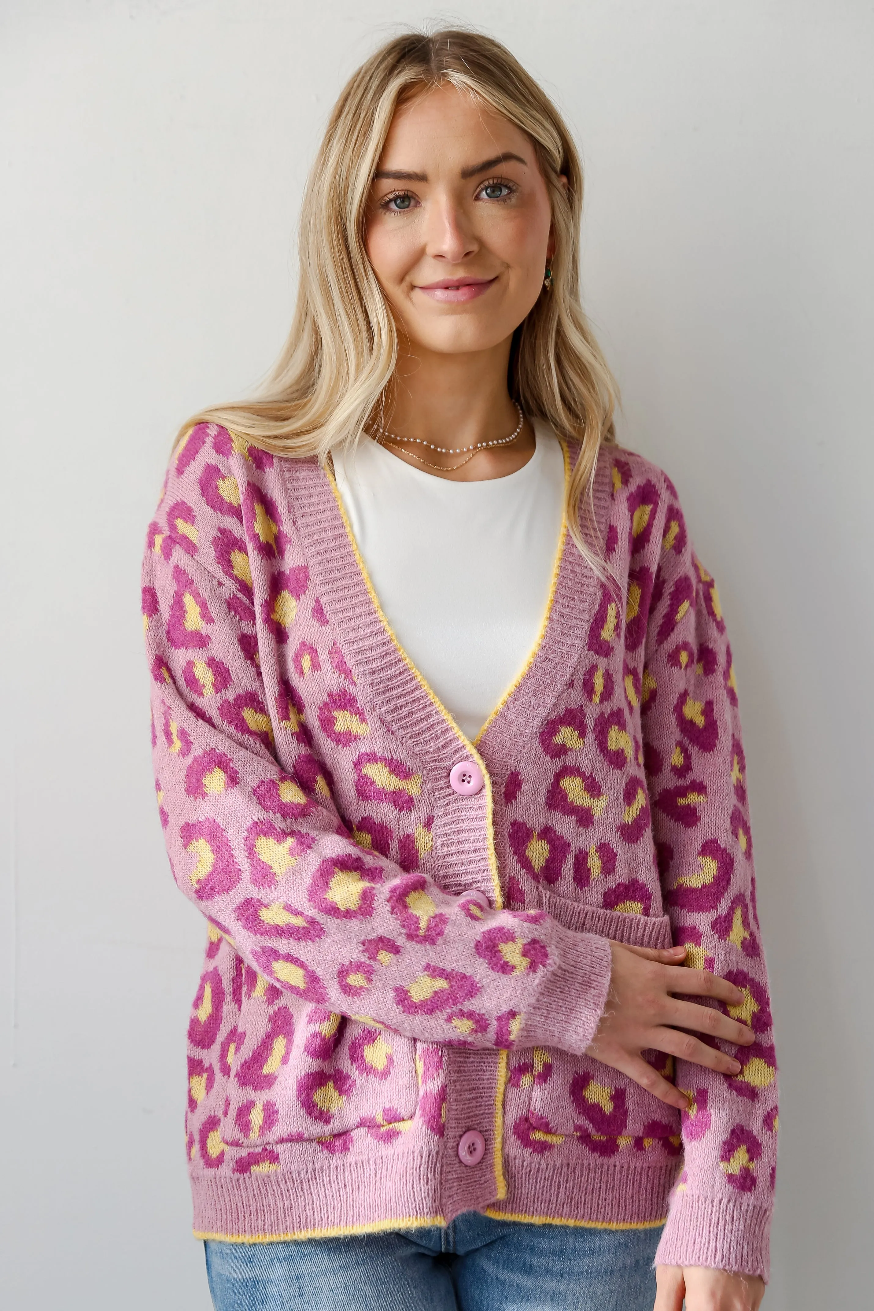 FINAL SALE - Going My Own Way Lavender Leopard Sweater Cardigan