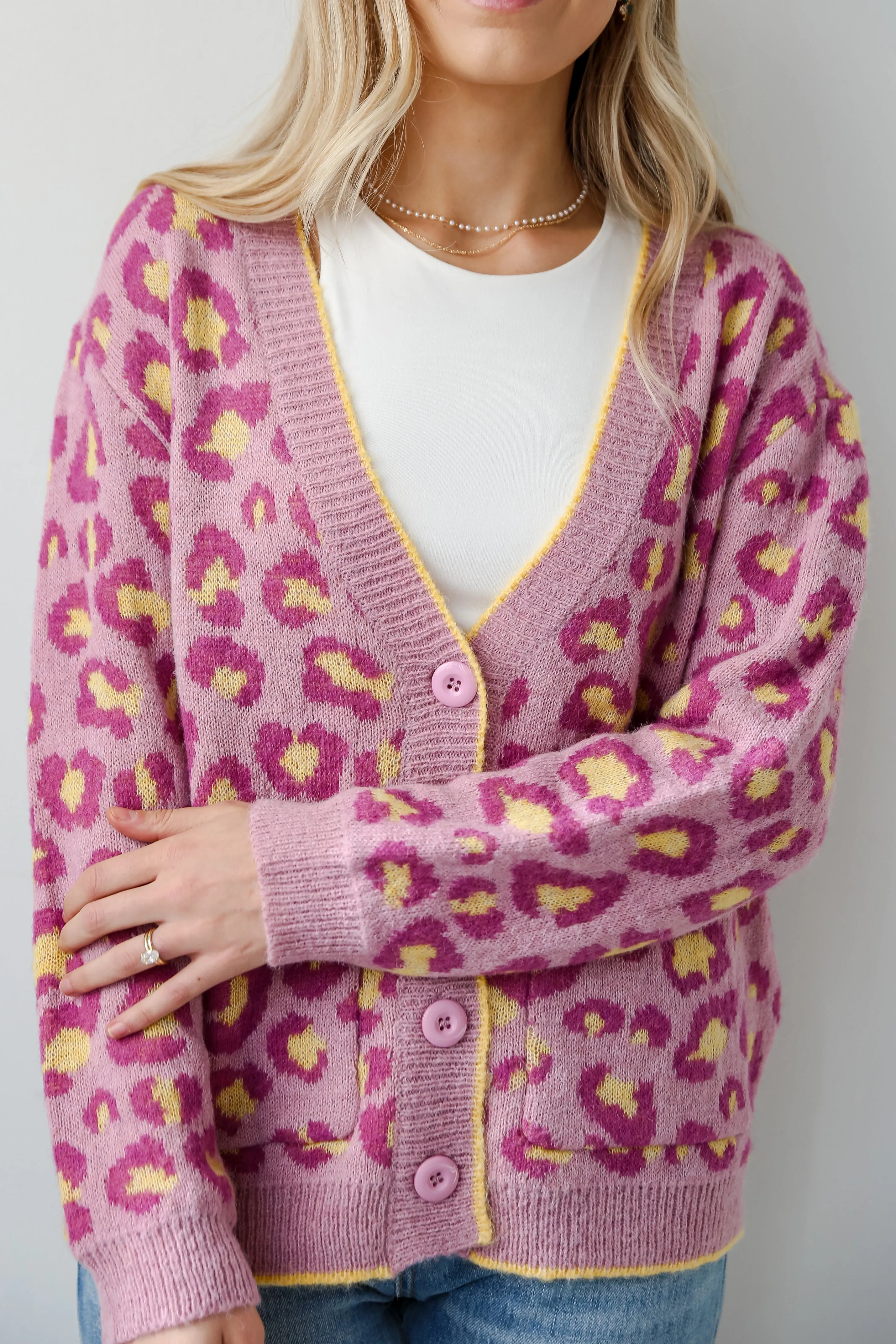 FINAL SALE - Going My Own Way Lavender Leopard Sweater Cardigan