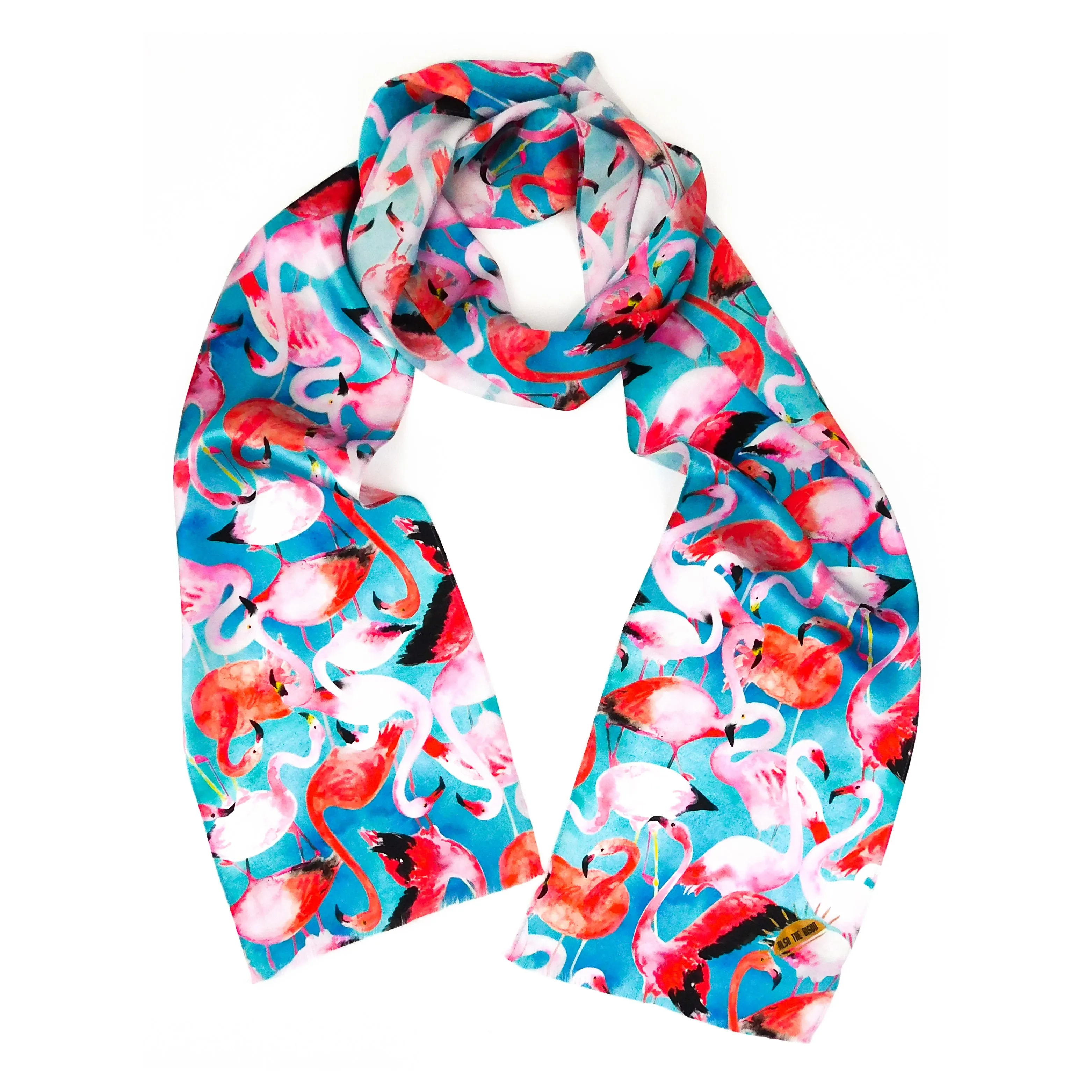 Flamboyance of Flamingos Print Silk Amelia Aviator Scarf