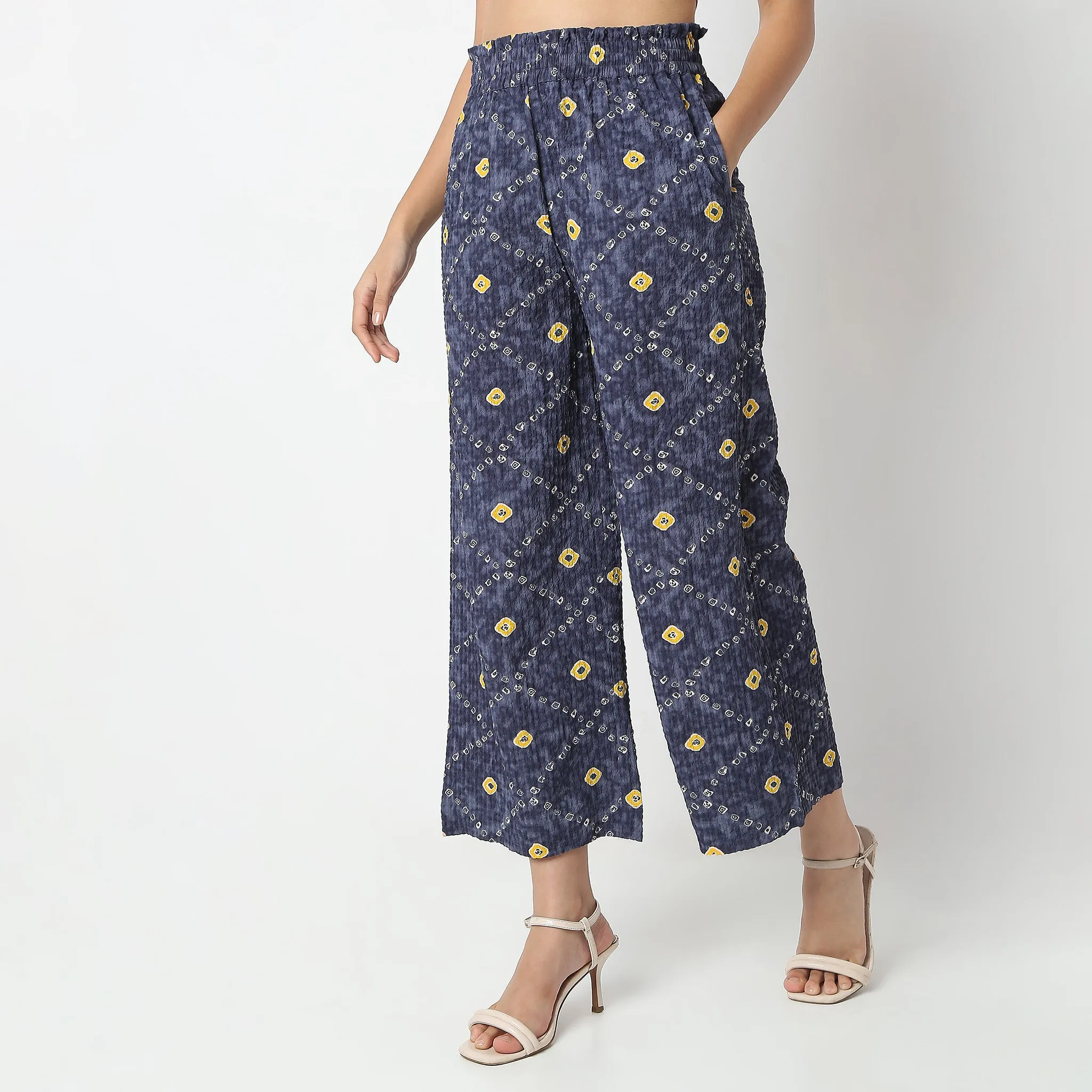 Flare Fit Printed Ankle Length High Rise Culottes