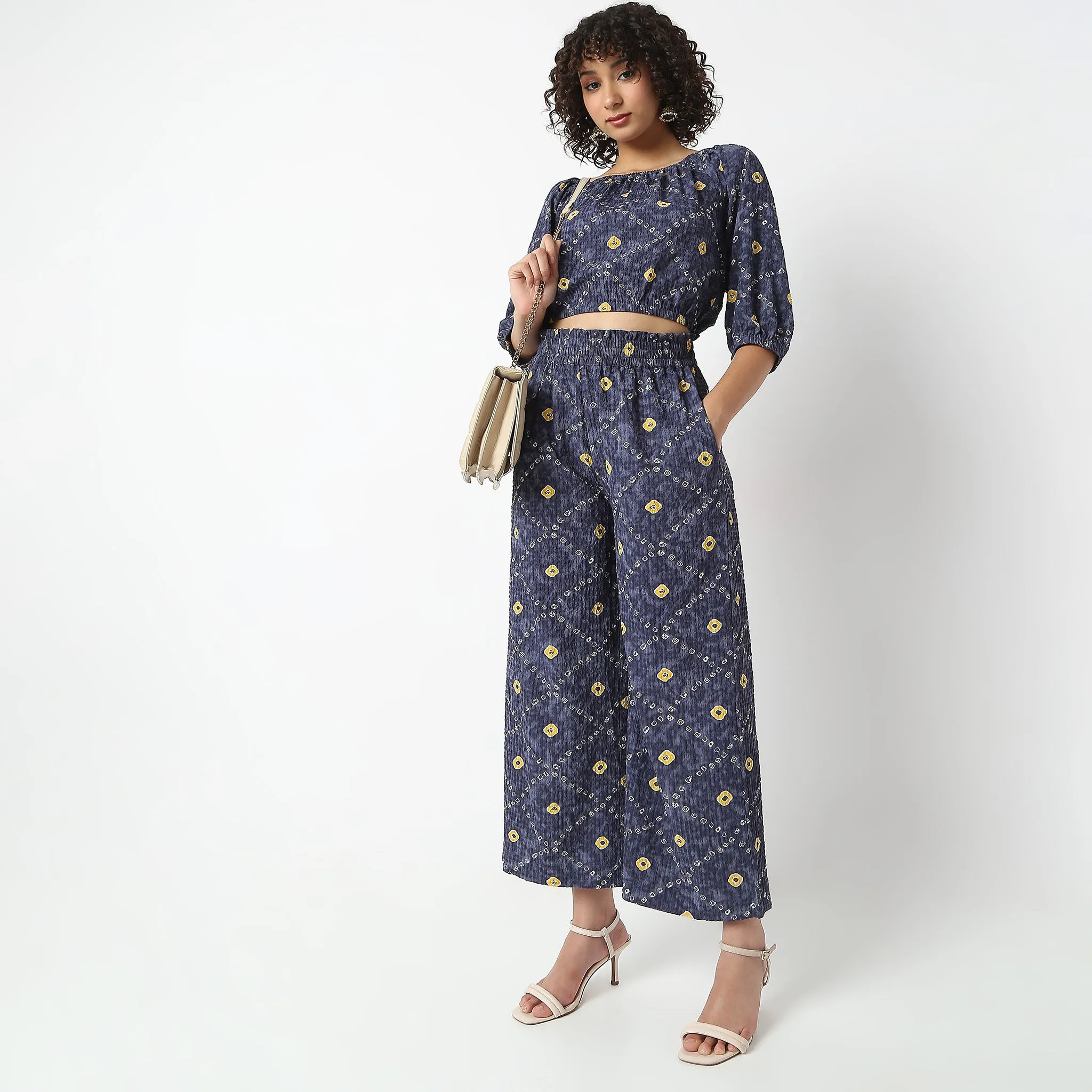 Flare Fit Printed Ankle Length High Rise Culottes