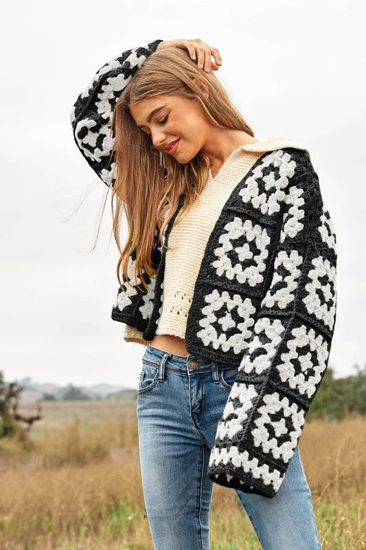 Floral Square Crochet Cardigan by Davi and Dani