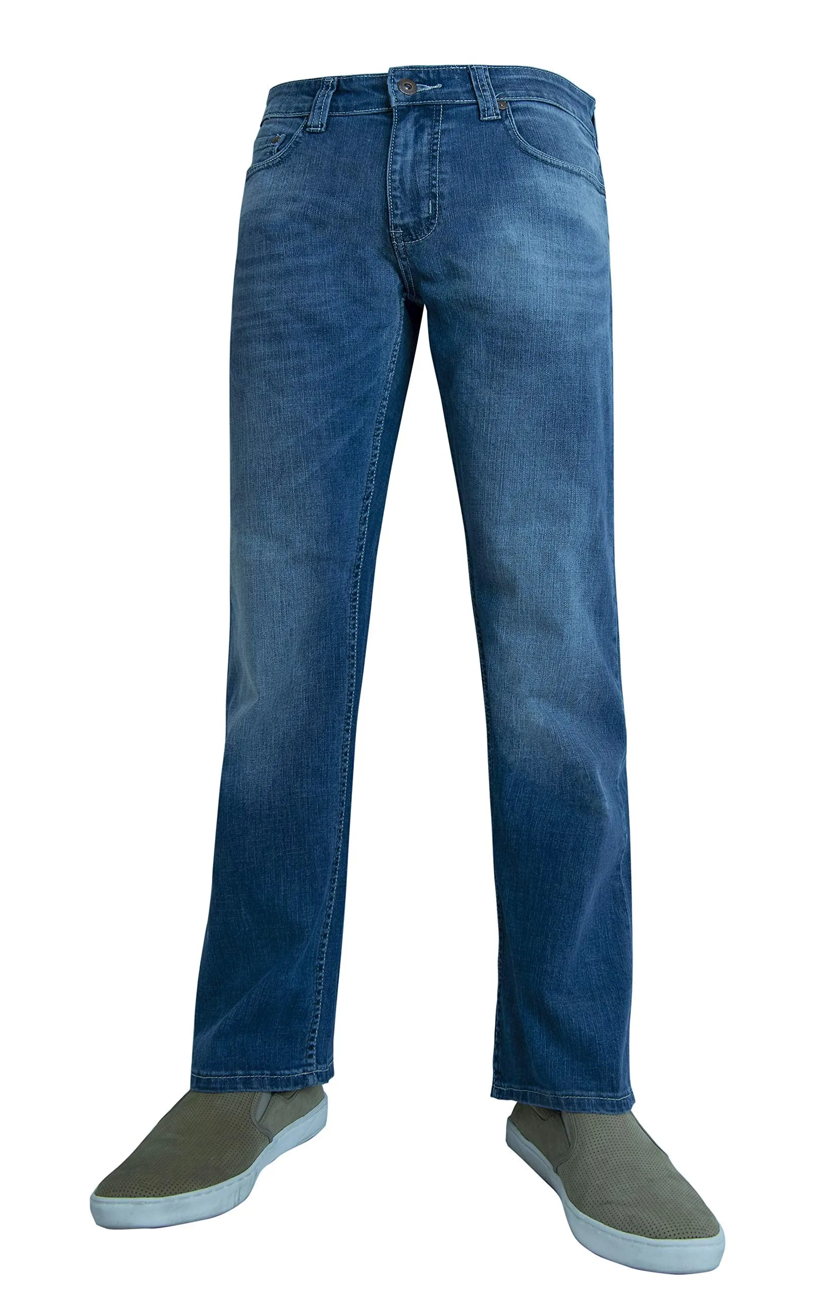 Flypaper Mens Straight Stretch Jeans Med Wash