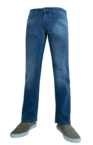 Flypaper Mens Straight Stretch Jeans Med Wash