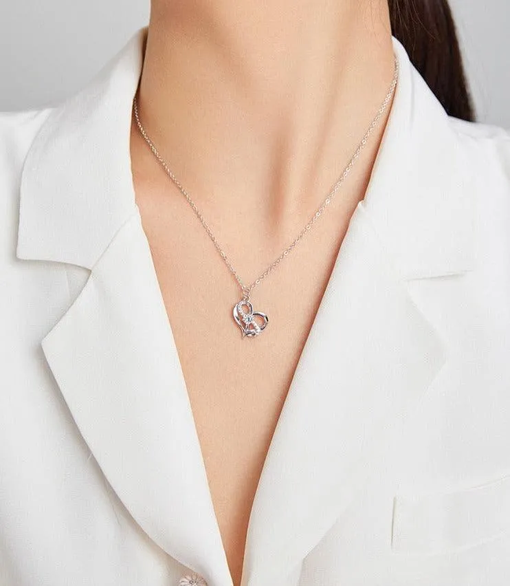 'Forever Love' CZ & Sterling Silver Heart Pendant Necklace