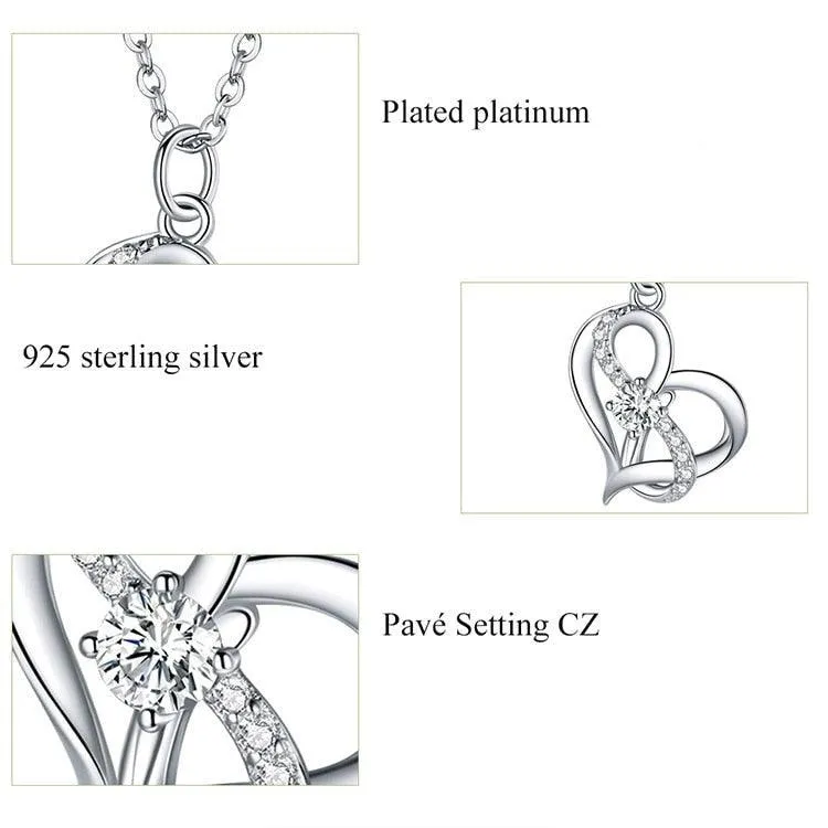 'Forever Love' CZ & Sterling Silver Heart Pendant Necklace