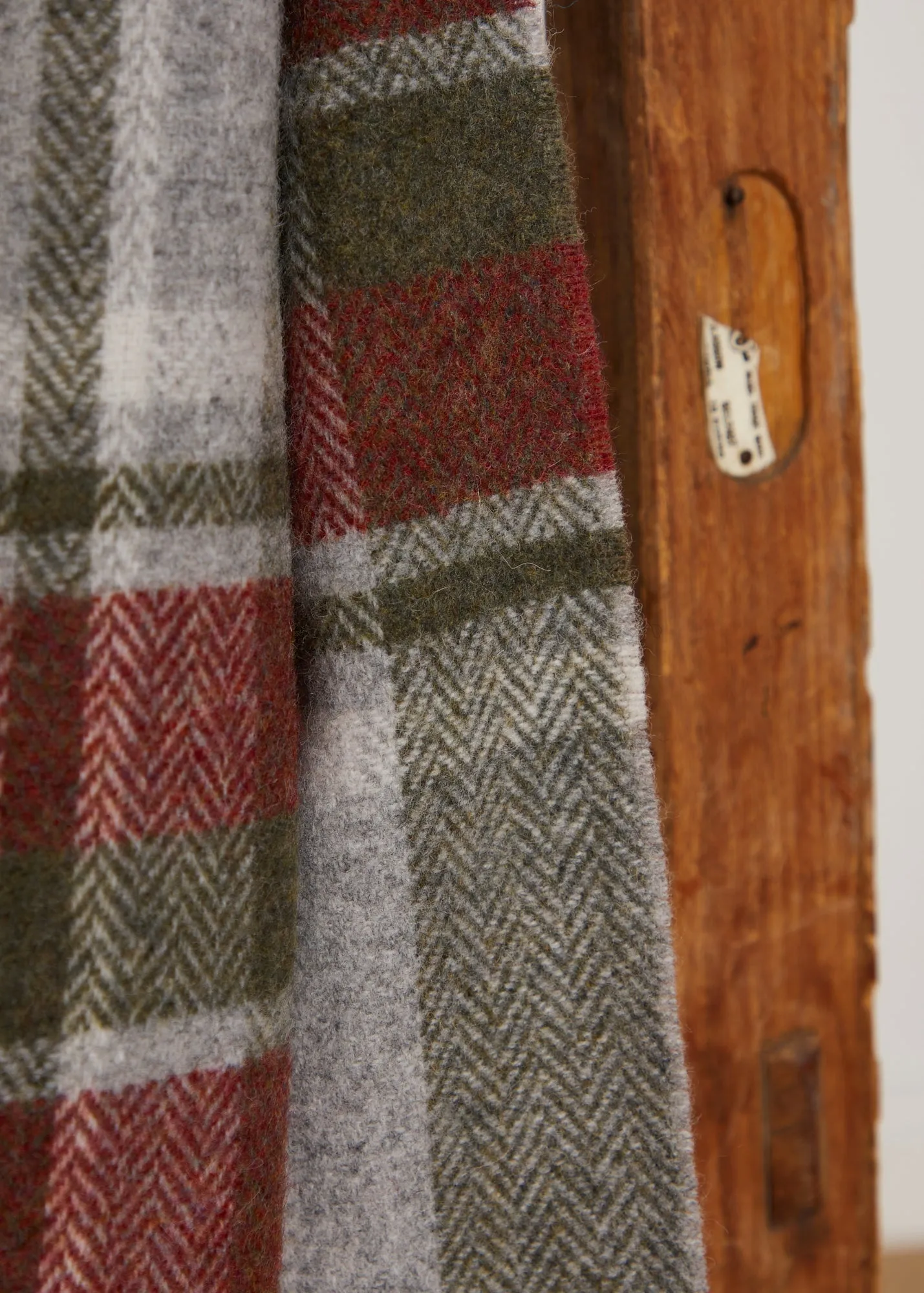 Foxford Rust and Green Tartan Lambswool Scarf