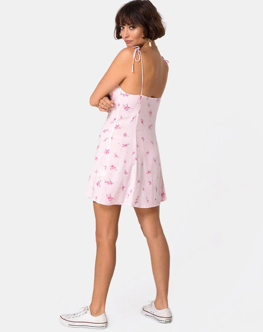 Gethy Slip Dress in Forget Me Not Floral Pink