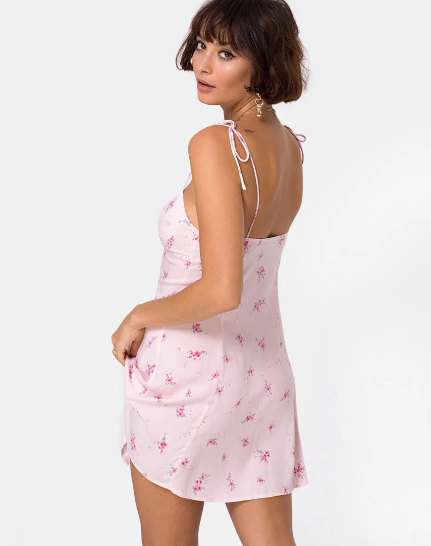 Gethy Slip Dress in Forget Me Not Floral Pink