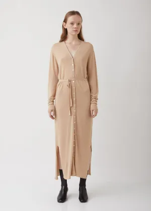 Ginger Beige Viscose-Linen Cardigan Dress