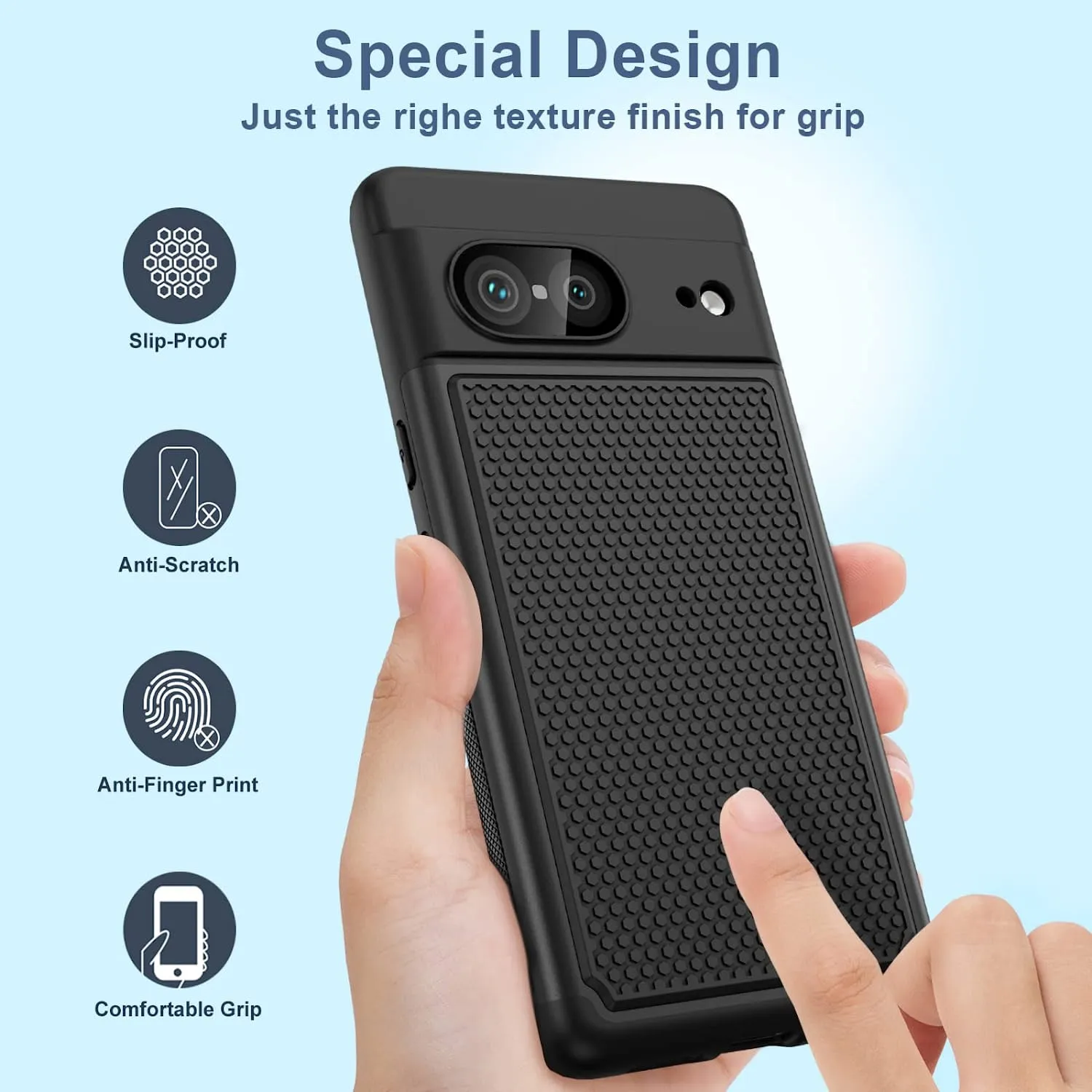 Google Pixel-7 Phone Case Dual Layer Heavy Duty Protection -  Matte Black