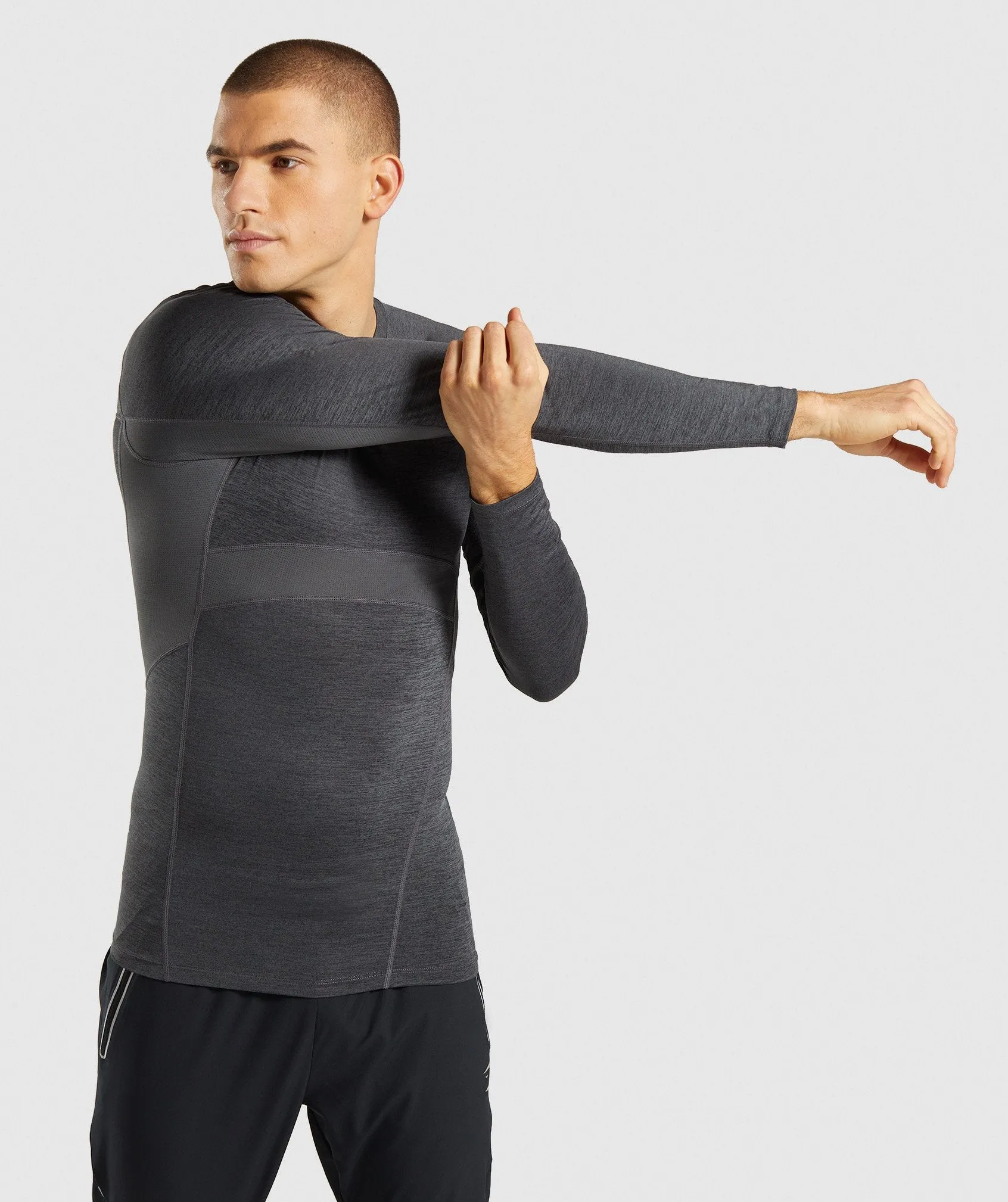 Gymshark Element  Baselayer Long Sleeve Top - Black Marl