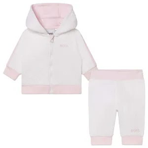 Hugo Boss Baby Girls White & Pink Tracksuit