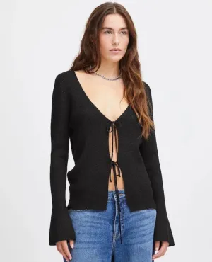 Ichi Mopaz Black Lurex Cardigan