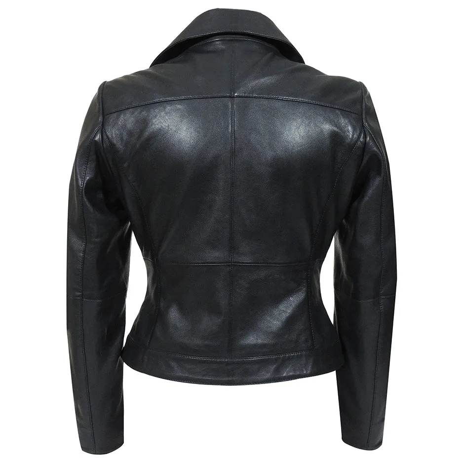 IL Womens Rigid Short Biker Leather Jacket