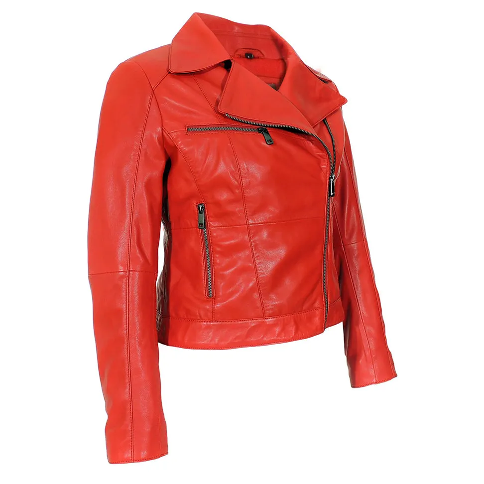 IL Womens Rigid Short Biker Leather Jacket