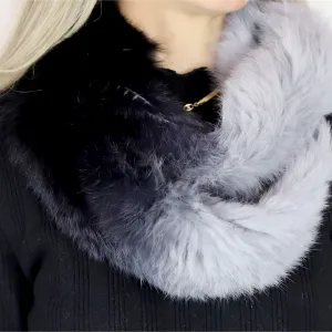 Infinity Cozy Fur Muffler - Black/Grey