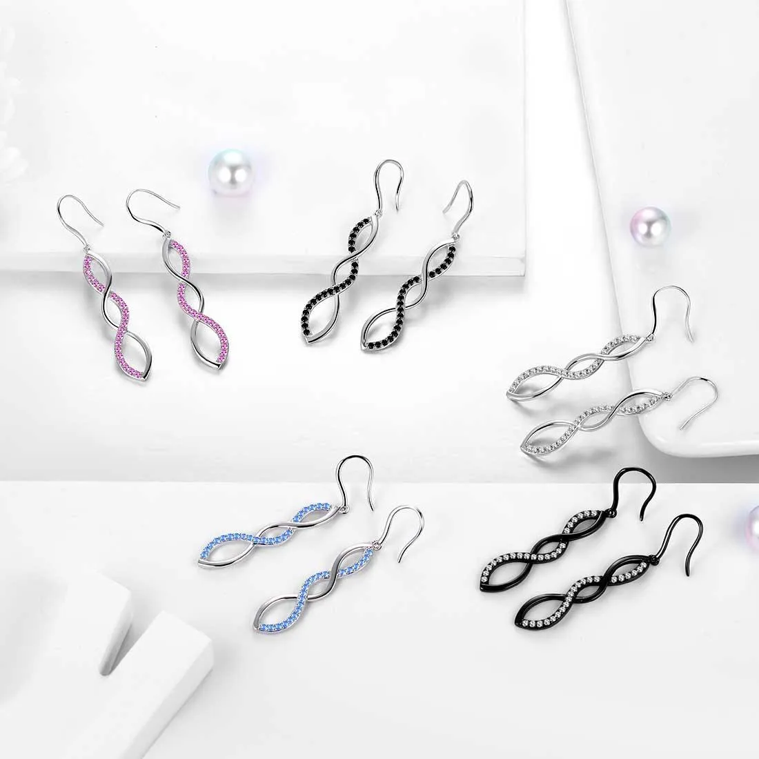 Infinity Women Dangle Earrings Drop Jewelry 925 Sterling Silver