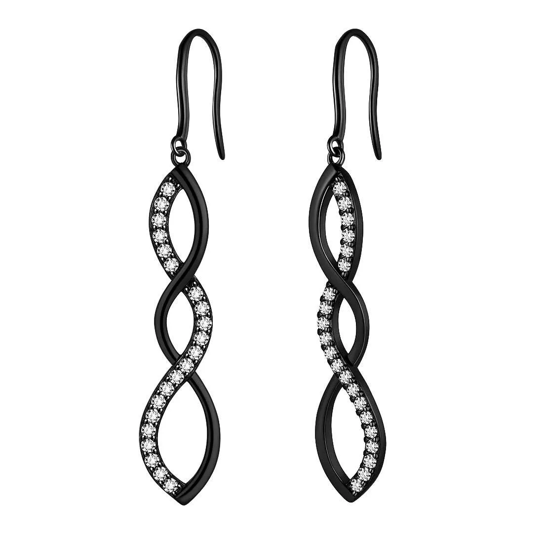 Infinity Women Dangle Earrings Drop Jewelry 925 Sterling Silver