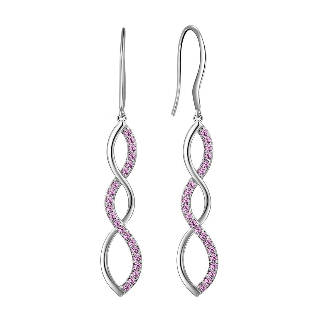 Infinity Women Dangle Earrings Drop Jewelry 925 Sterling Silver