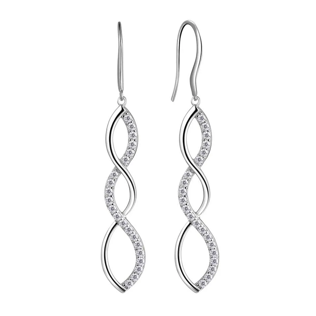 Infinity Women Dangle Earrings Drop Jewelry 925 Sterling Silver