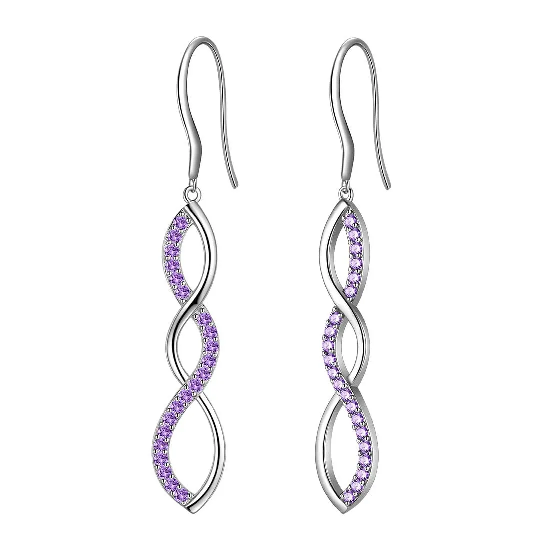 Infinity Women Dangle Earrings Drop Jewelry 925 Sterling Silver