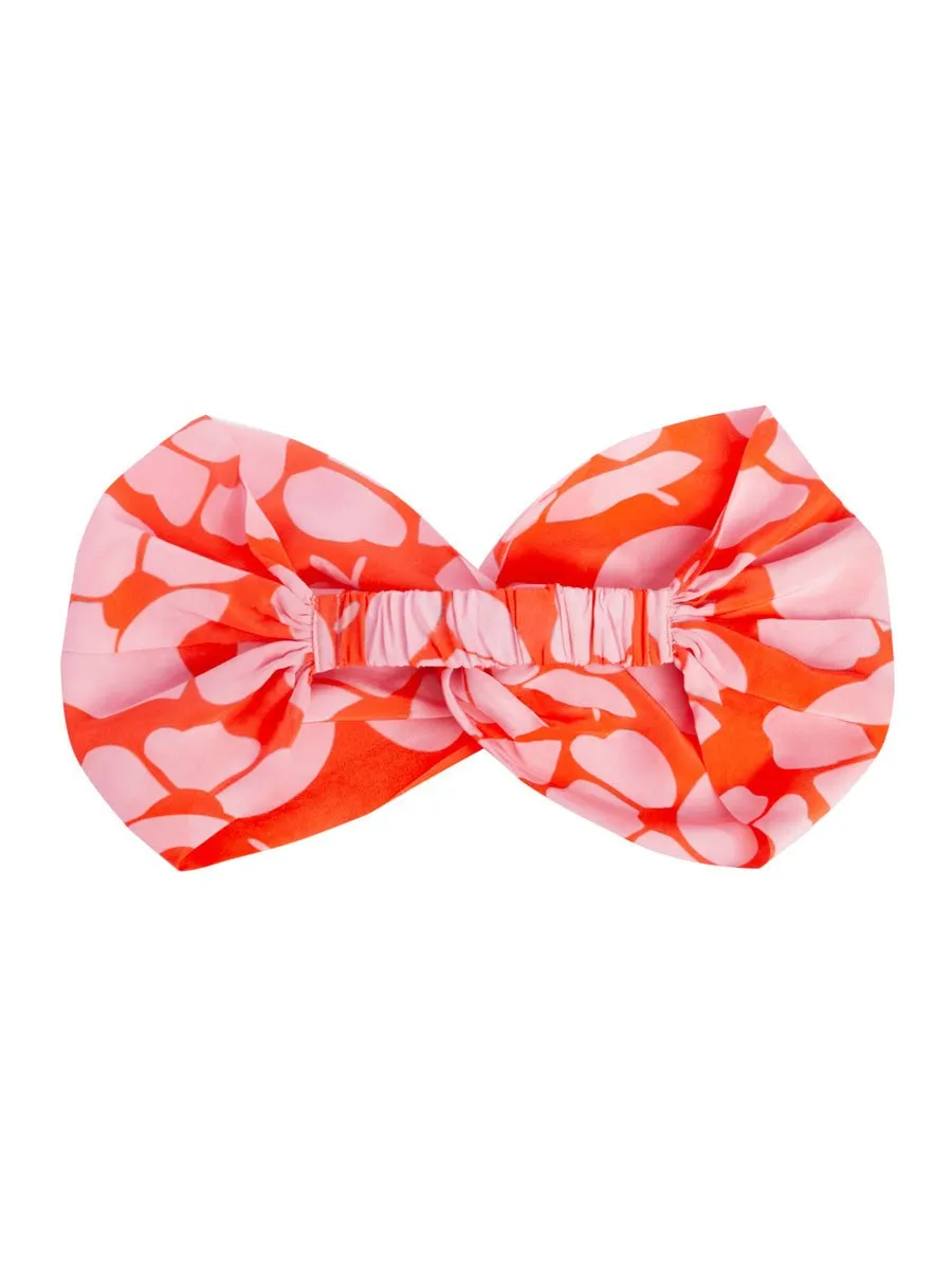 Isa Floral Print Silk Twist Headband - Persimmon Poppy