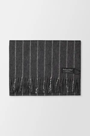 Joshua Ellis Mid Steel/White Grey Chalkstripe Scarf