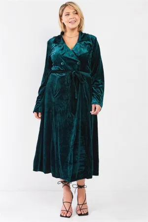 Junior Plus Hunter Green Velvet Long Sleeve Maxi Smoking Jacket /3-2-1