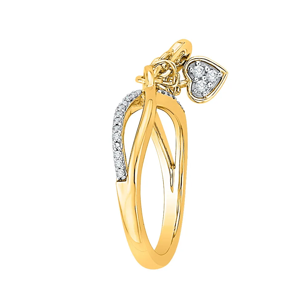 KATARINA 1/10 cttw Diamond Infinity Intertwined Lock Key and Heart Ring