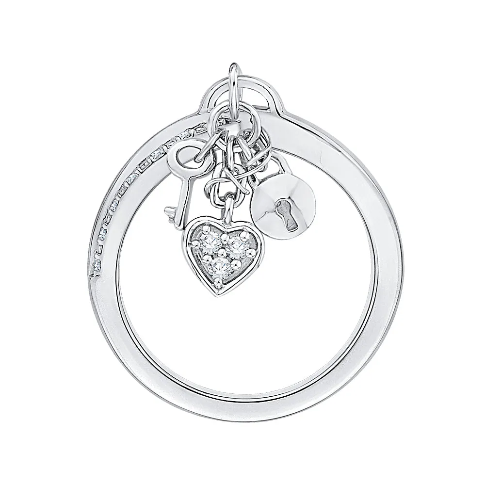 KATARINA 1/10 cttw Diamond Infinity Intertwined Lock Key and Heart Ring