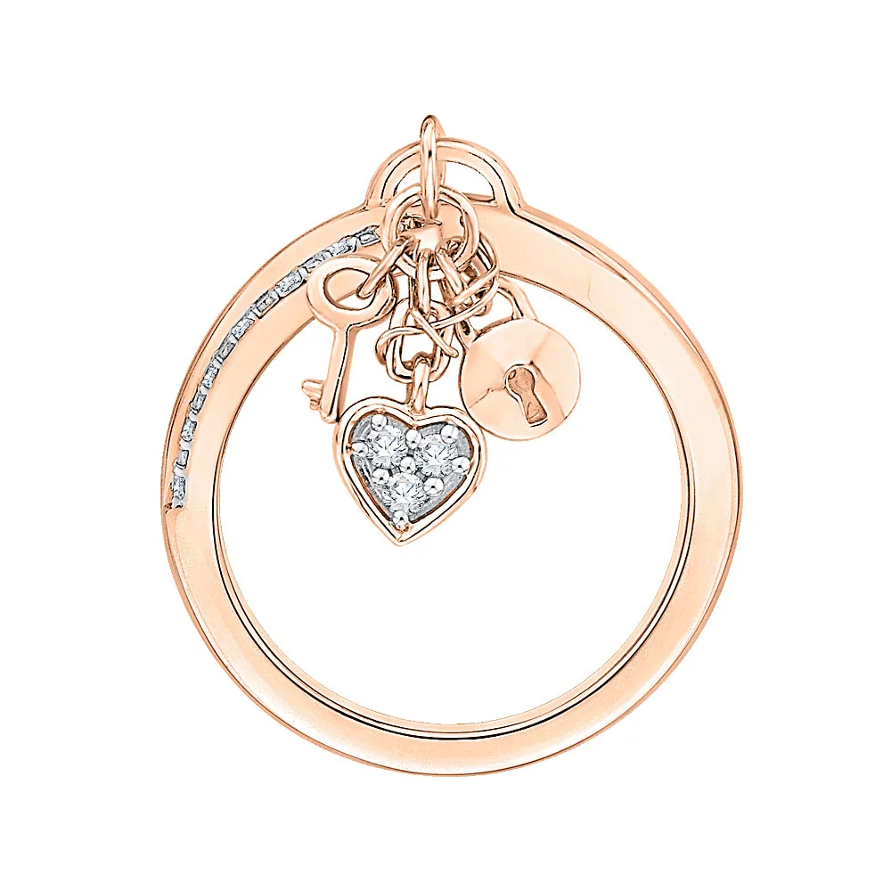 KATARINA 1/10 cttw Diamond Infinity Intertwined Lock Key and Heart Ring