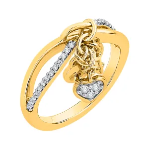 KATARINA 1/10 cttw Diamond Infinity Intertwined Lock Key and Heart Ring