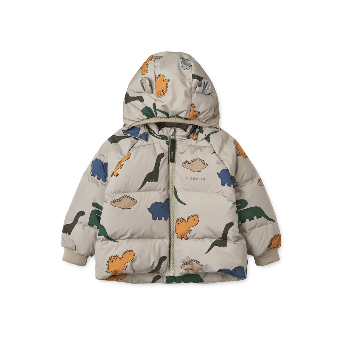 Liewood Polle Down Puffer Jacket | Dinosaurs /Fog