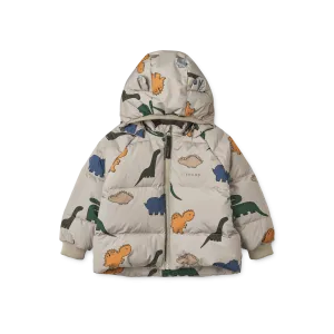 Liewood Polle Down Puffer Jacket | Dinosaurs /Fog