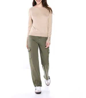 Lightweight Buttoned Cuff Jumper
 Sand