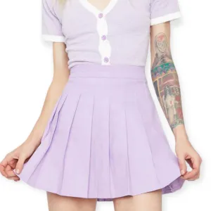 Lilac High Waisted Pleated Mini Skirt