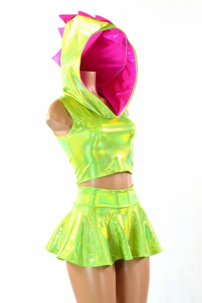 Lime Green Dragon Hoodie & Skirt