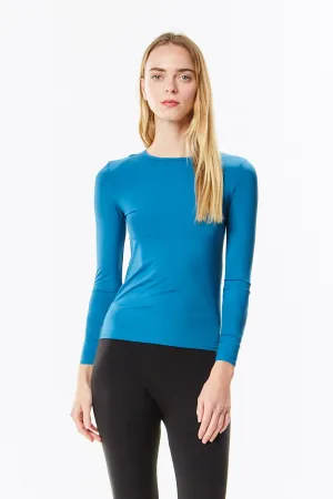 Long Sleeve Teal Microfiber Layering Shell Top