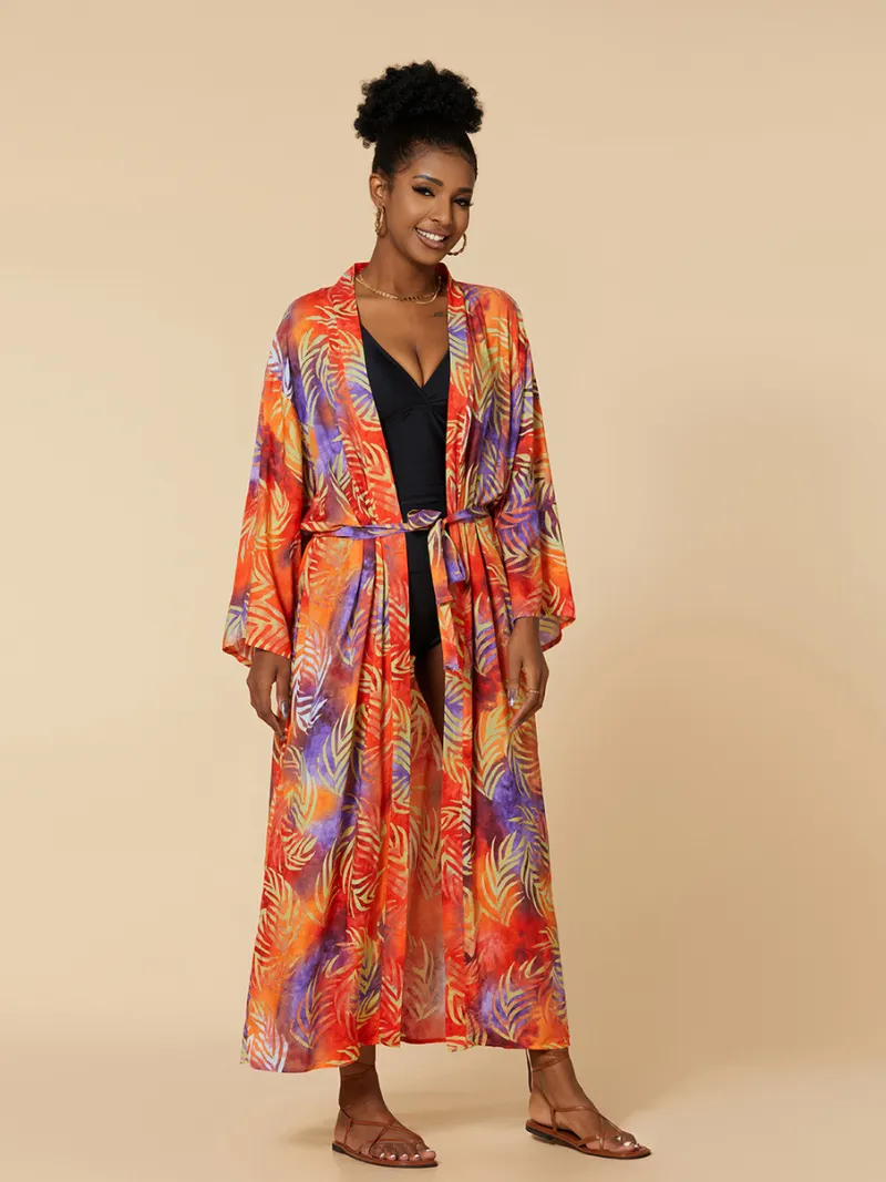 Look At The Sky Rayon Long Kimono Jacket