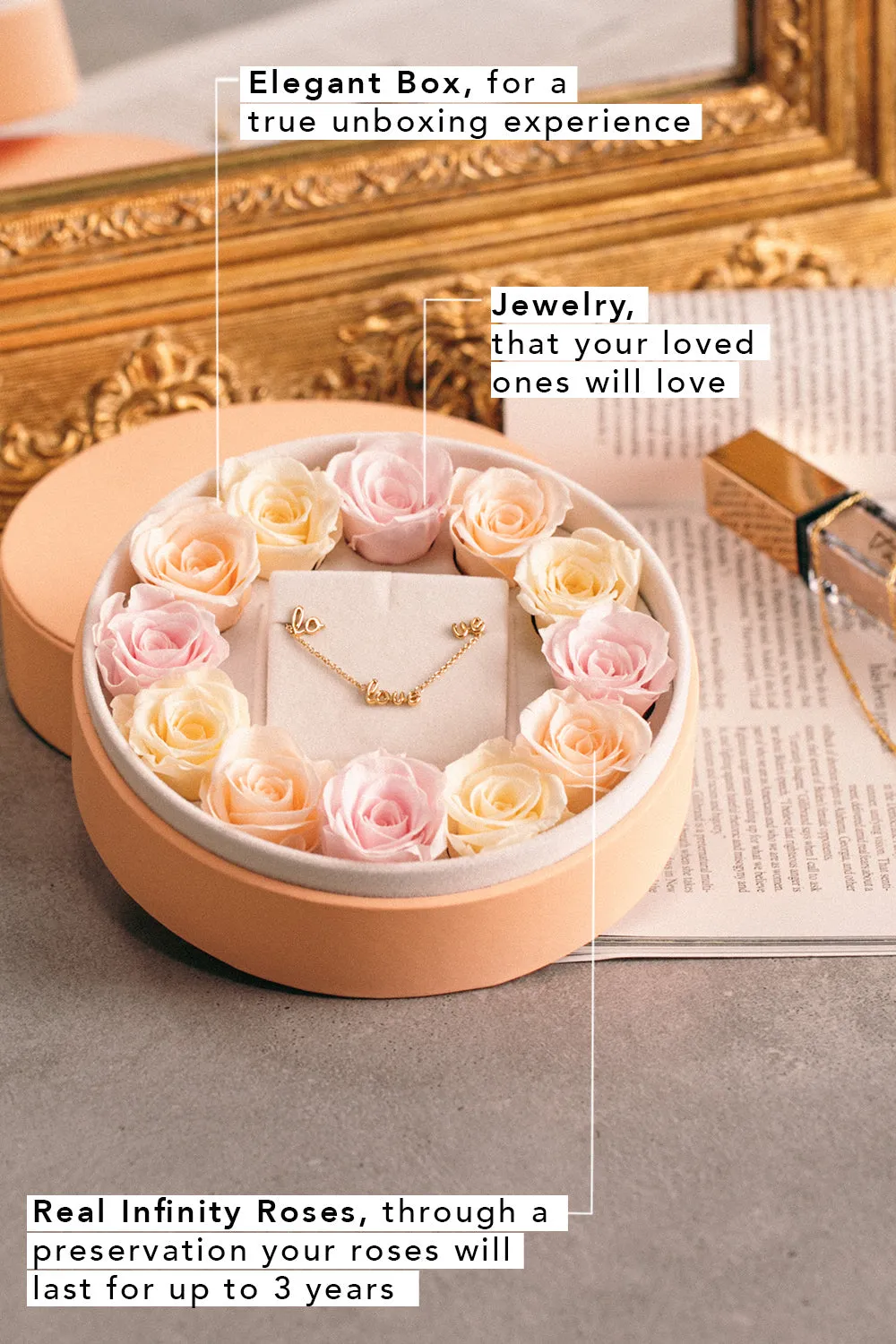 Love Rosebox Round 18k Gold Plated