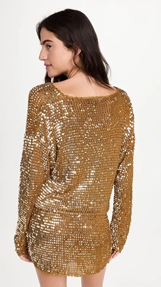 Lucia Sequin Crochet Dress - Ginger