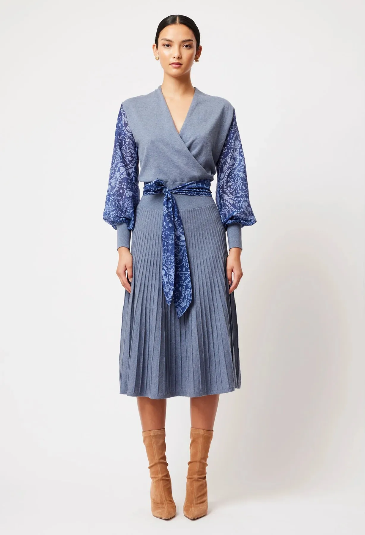 LYRA MERINO WOOL KNIT DRESS | Storm   Zodiac Print