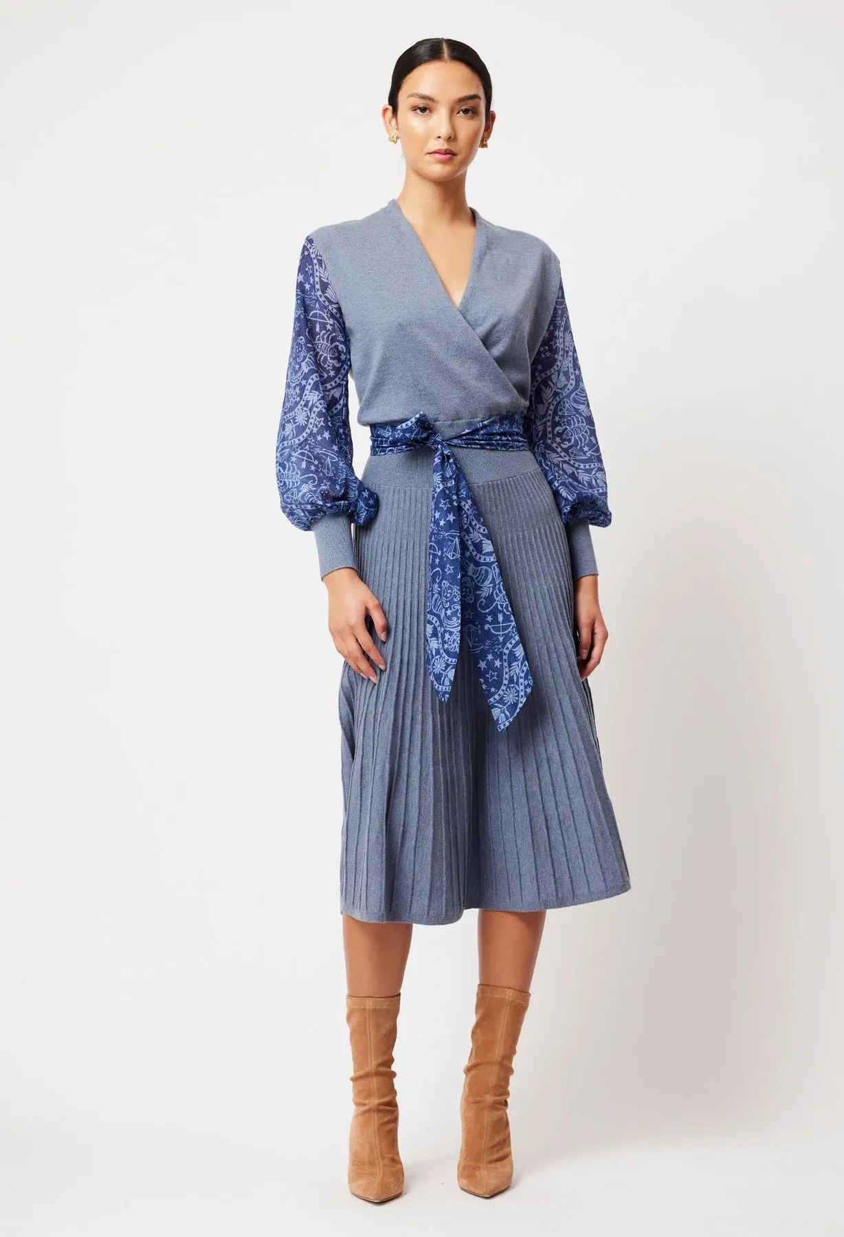 LYRA MERINO WOOL KNIT DRESS | Storm   Zodiac Print