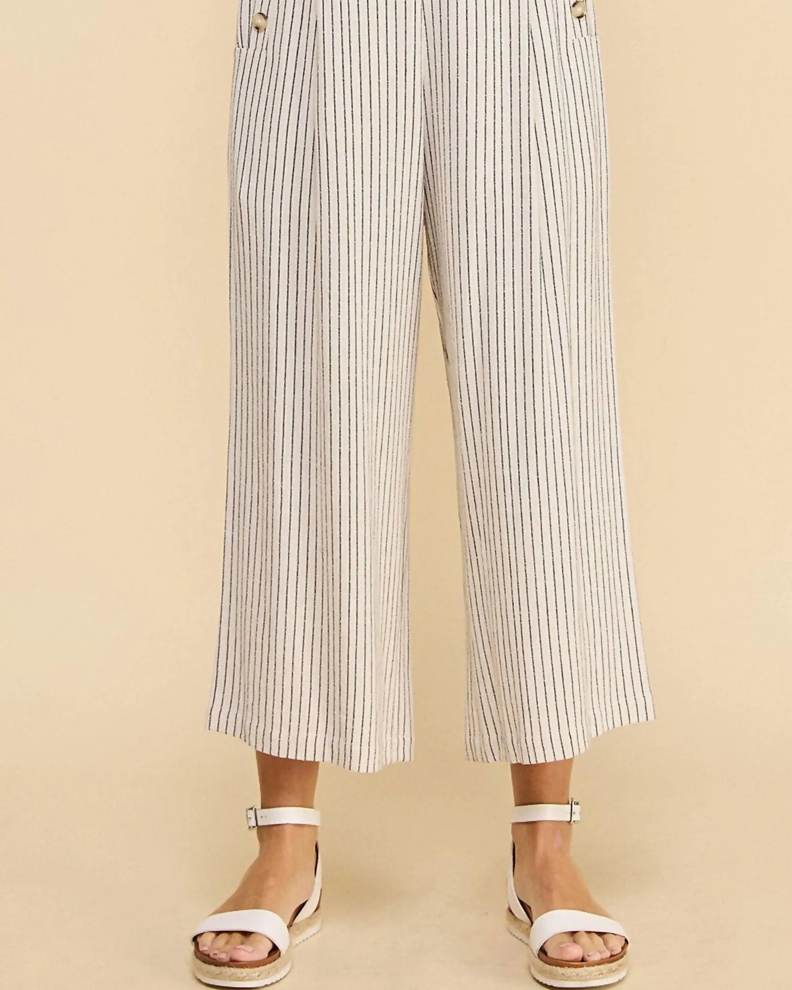 Mabel Stripe Culottes in Natural Black | Natural Black