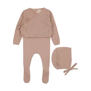 Mema Knits Pale Pink Jumper Footie   Cardigan