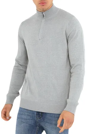 Mens Quarter Zip Funnel Neck Jumper